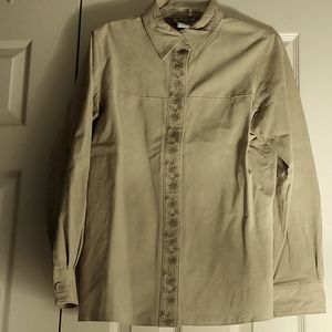 Coldwater Creek Women's Suede Embroidered Shirt - Button Front -Long Sleeve